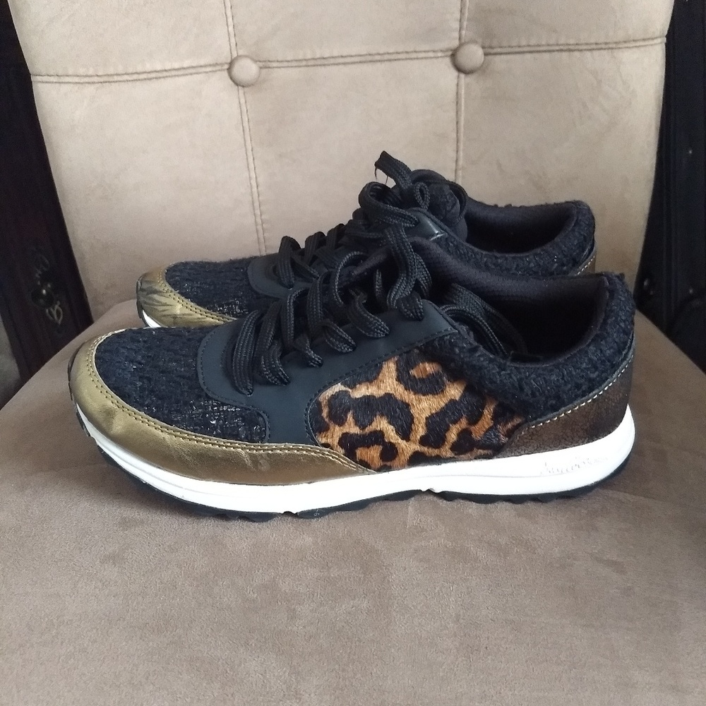 Leopard/Gold Metallic Sneakers